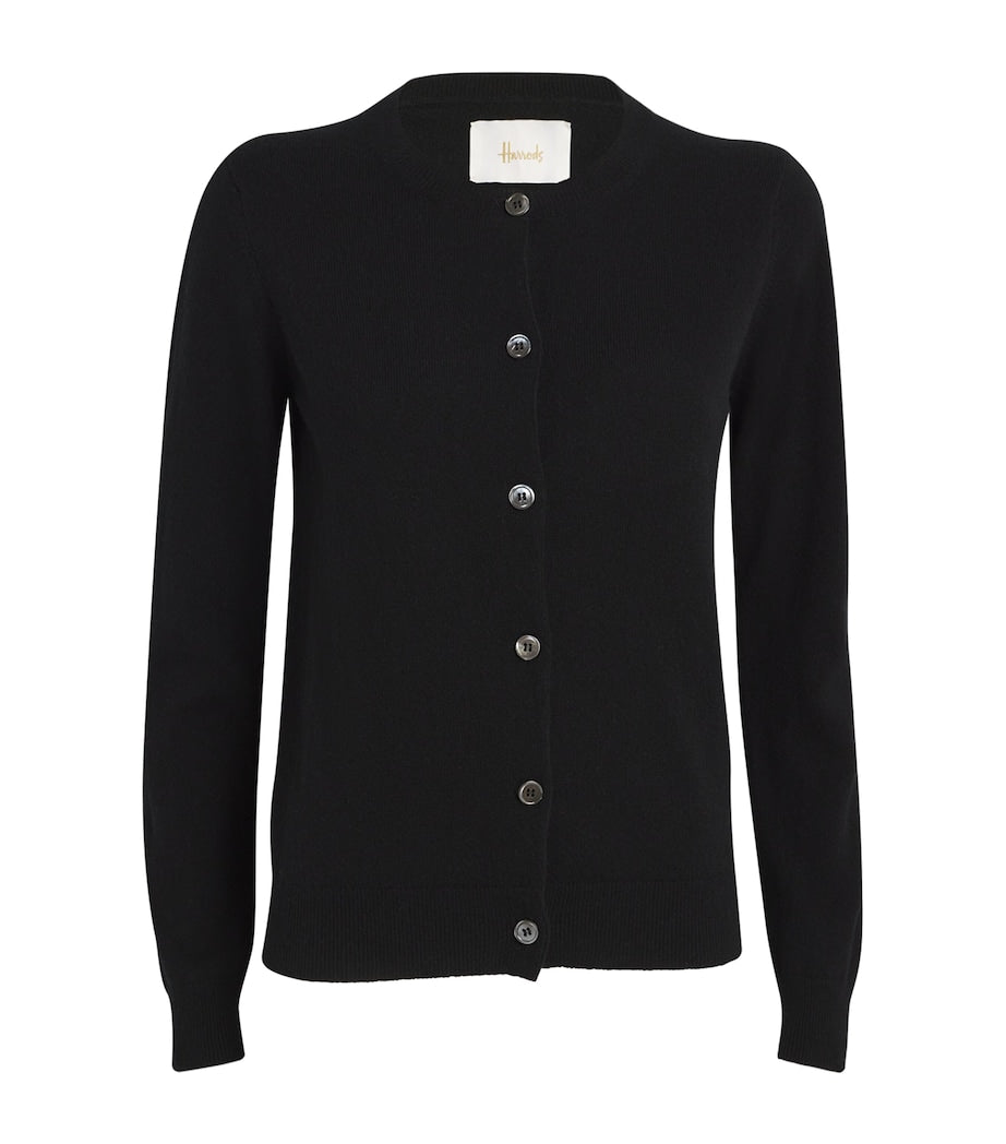 Black Cashmere Crew-Neck Cardigan