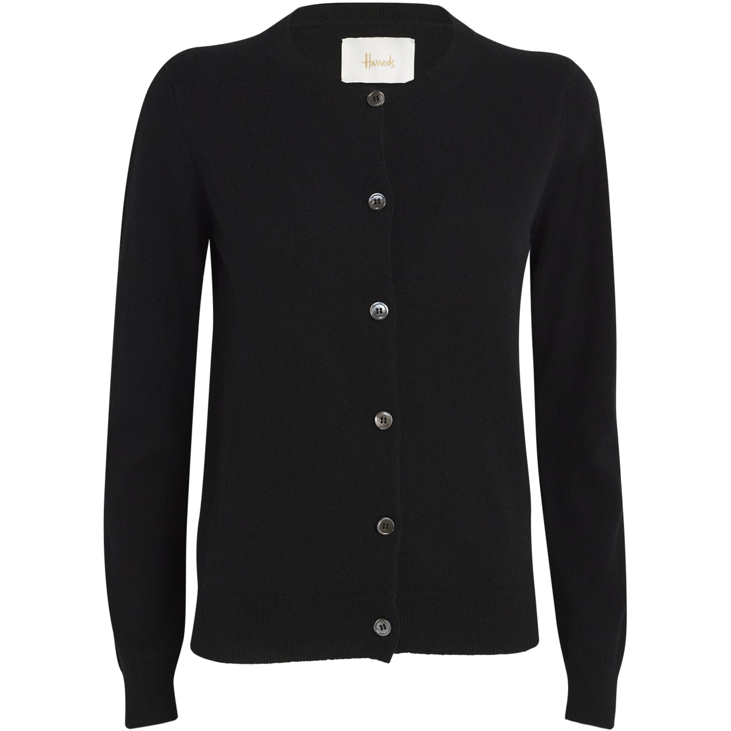 Black Cashmere Crew-Neck Cardigan