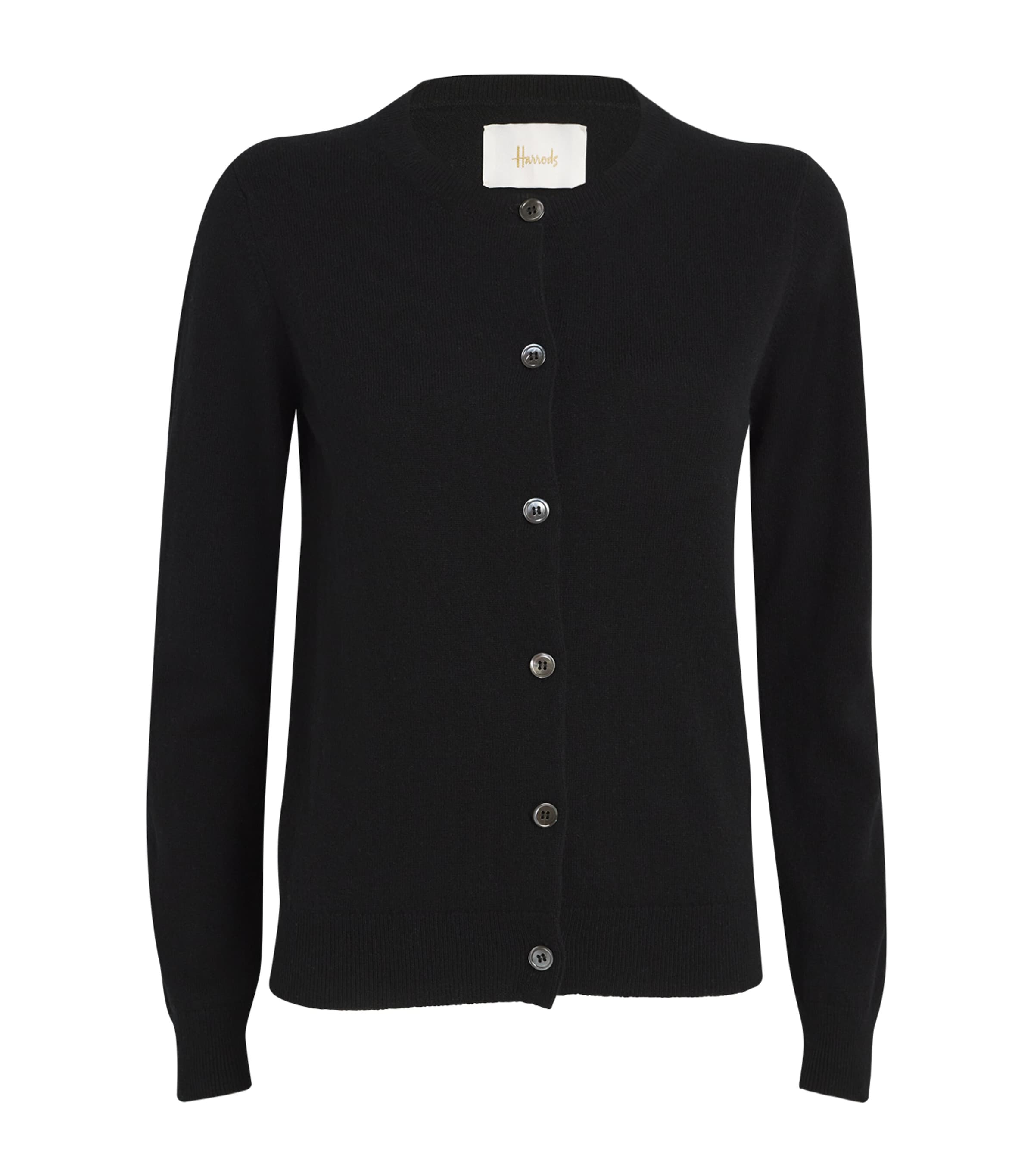 Black Cashmere Crew-Neck Cardigan