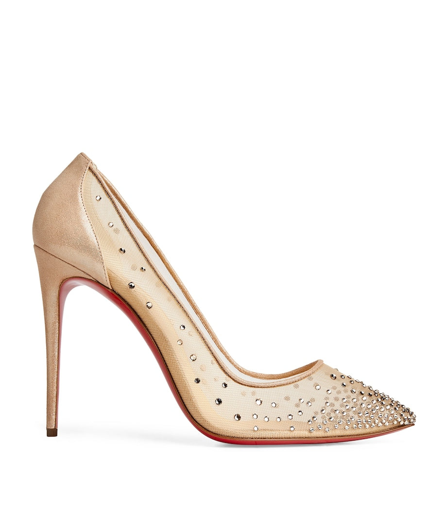 Beige Follies Strass Suede Pumps 100