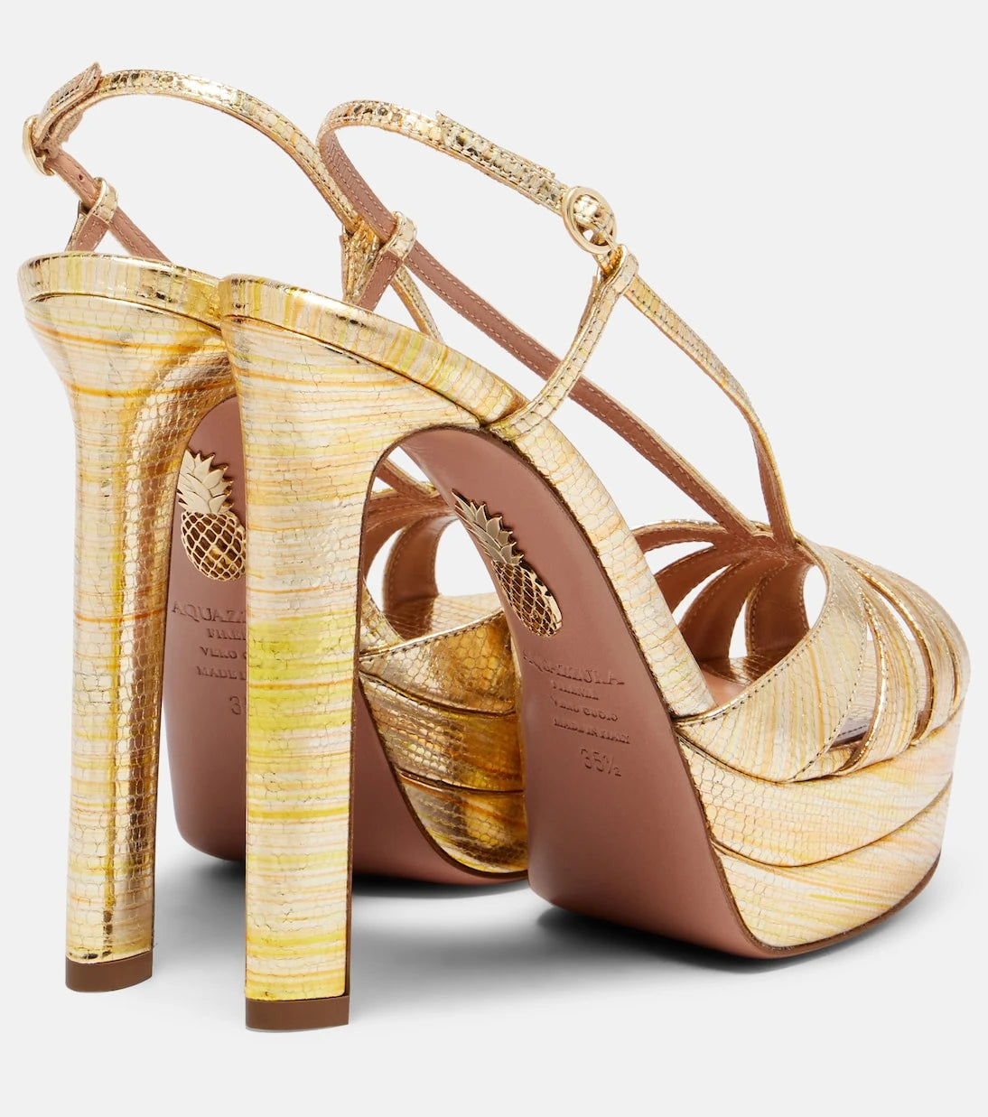 Aquazzura - Aimée 130 metallic leather platform sandals