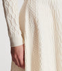 Balmain White Crocodile-Knit Flared Midi Skirt