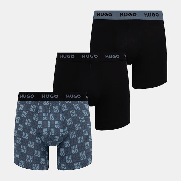 HUGO erkek pamuklu elastan boxer BOXERBR TRIPLET DESIGN 3'lü