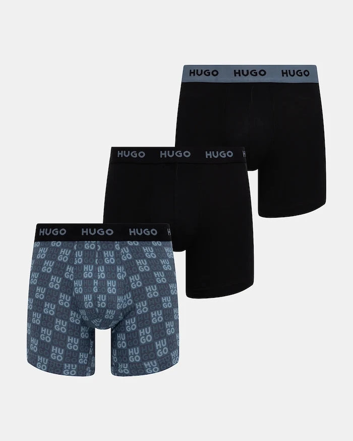 HUGO боксерки мъжки от памук с еластан BOXERBR TRIPLET DESIGN 3 броя