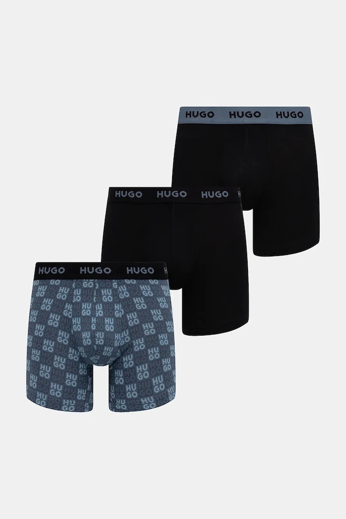 HUGO erkek pamuklu elastan boxer BOXERBR TRIPLET DESIGN 3'lü
