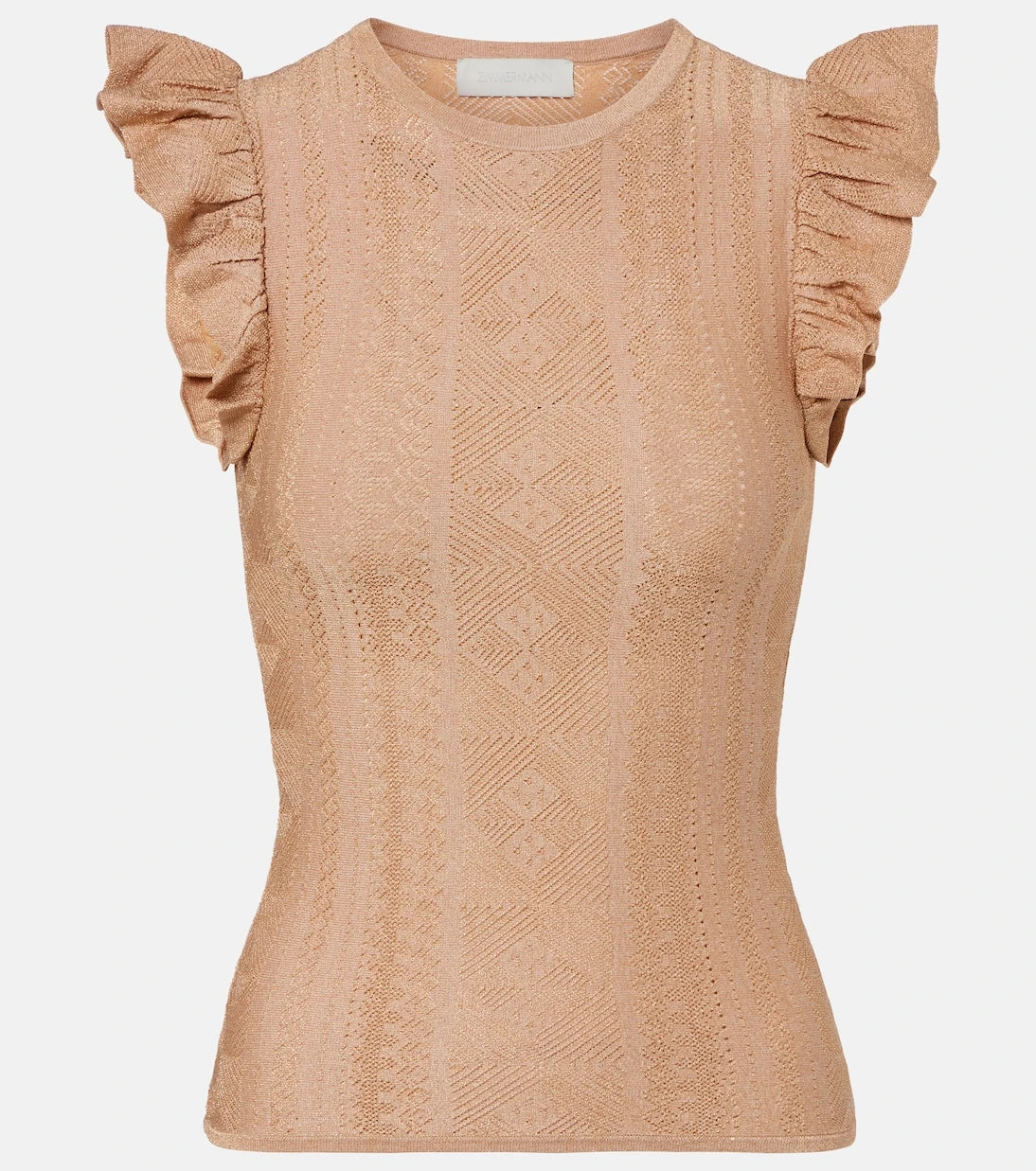 Zimmermann - Aster ruffled pointelle lamé top