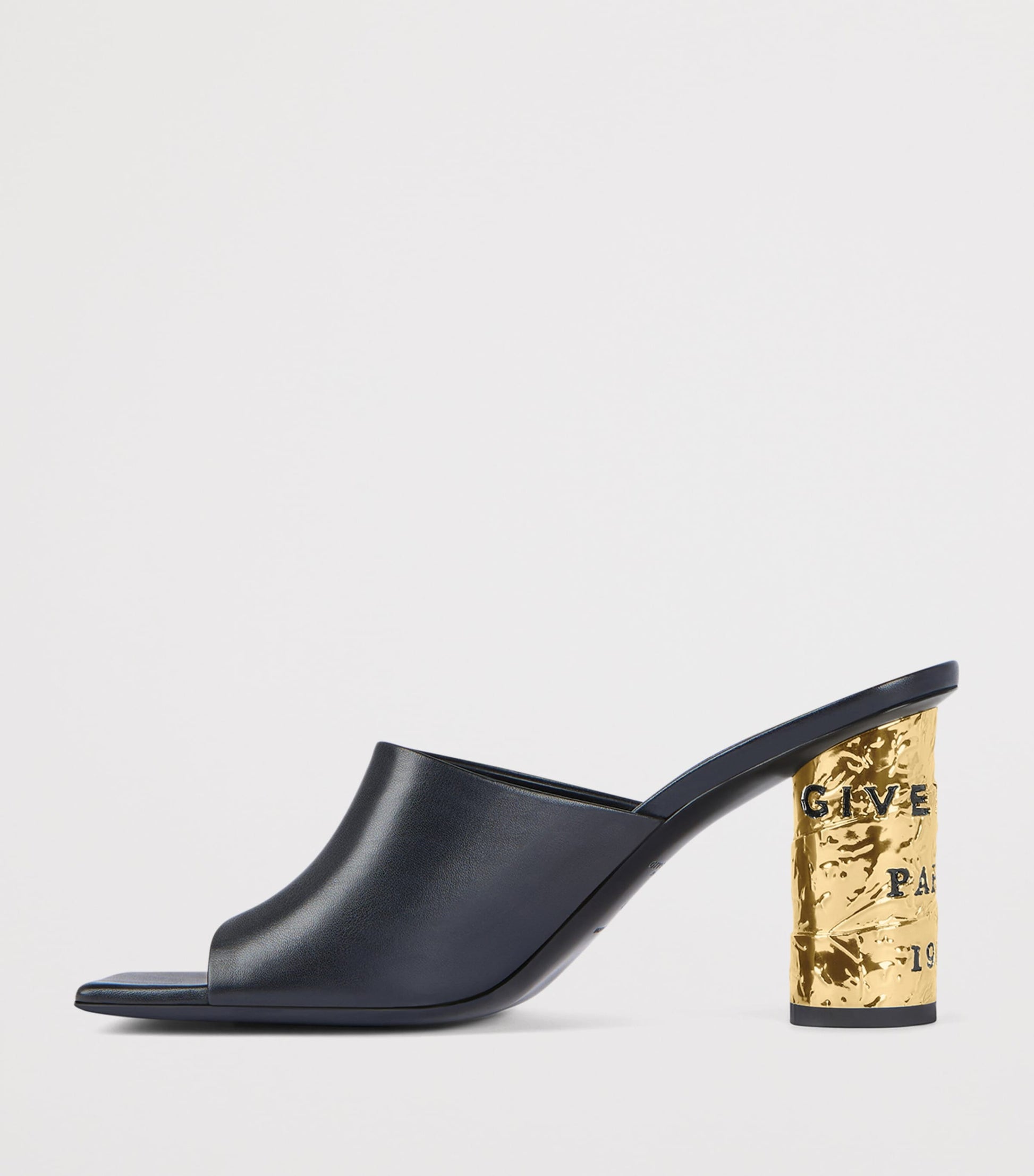 Leather Tape Heeled Mules 85