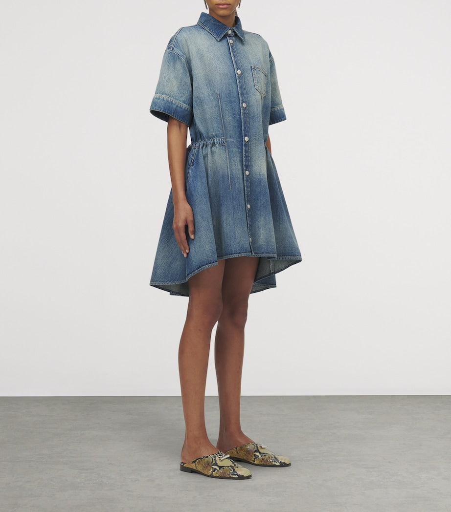 McQueen Blue Denim Mini Shirt Dress