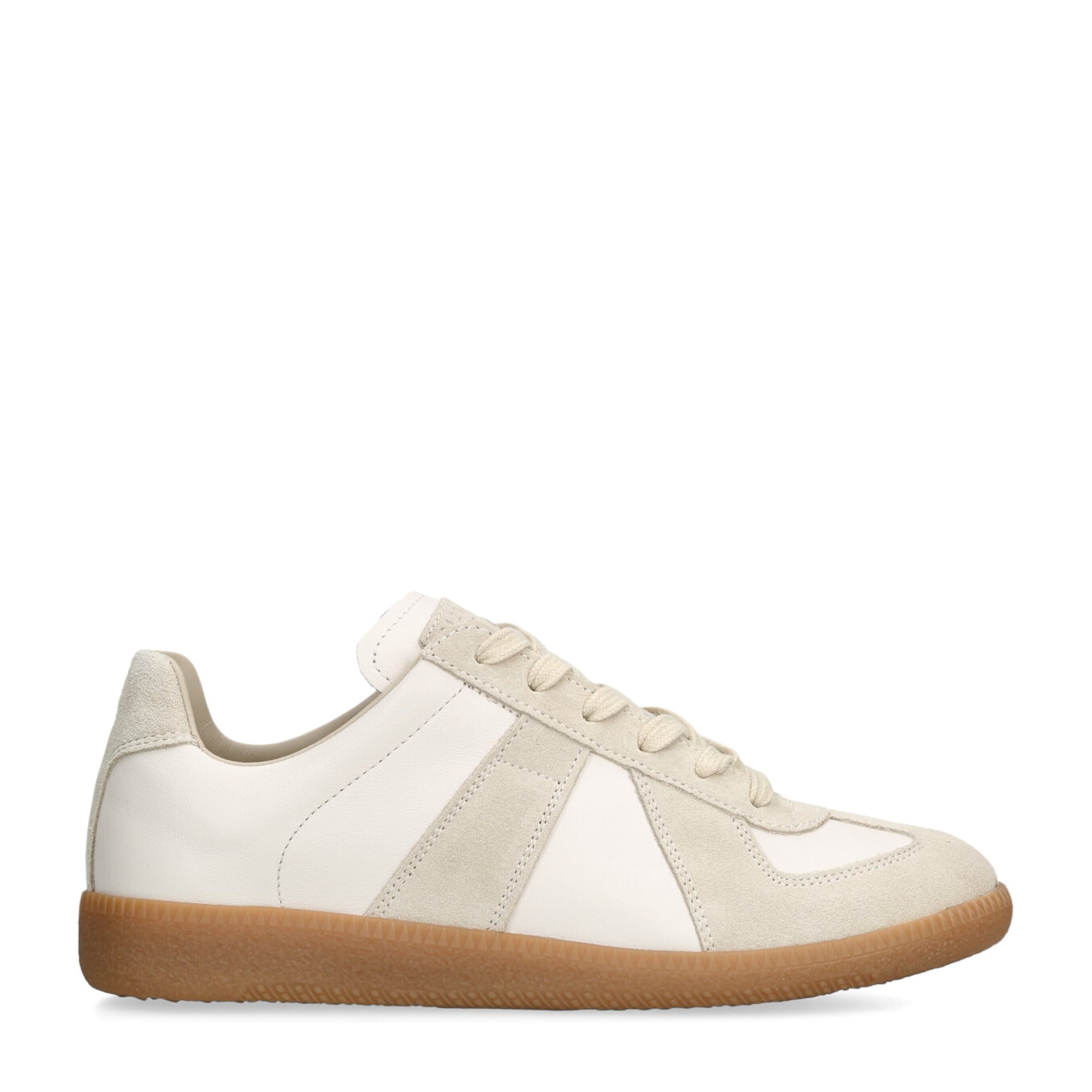 Beige Leather-Suede Replica Sneakers