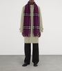 Purple Cashmere Wide Check Scarf