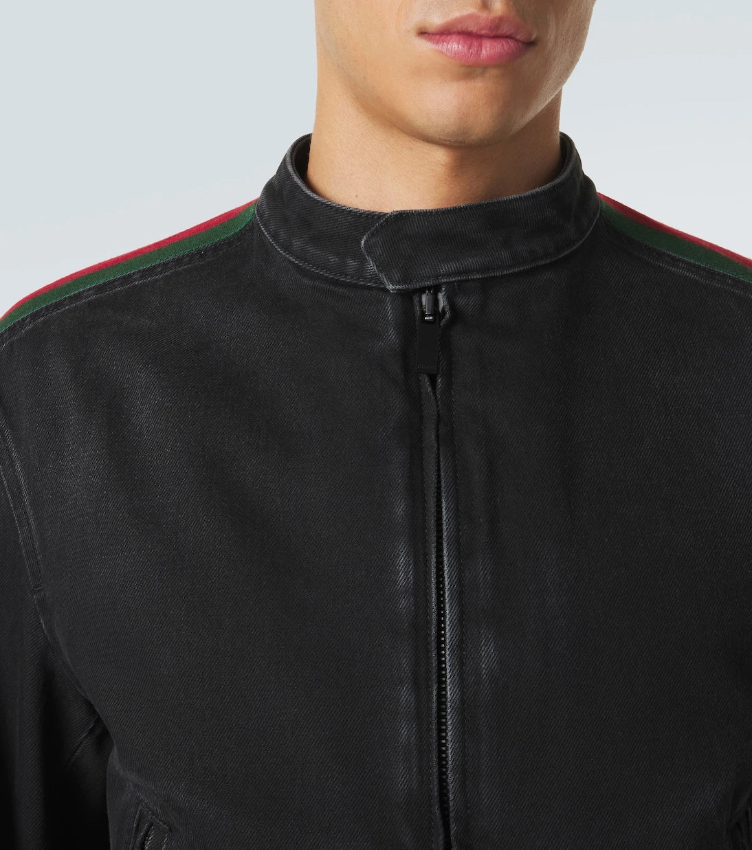 Gucci - Web Stripe denim biker jacket