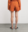 Orange Silk Embroidered Monogram Shorts