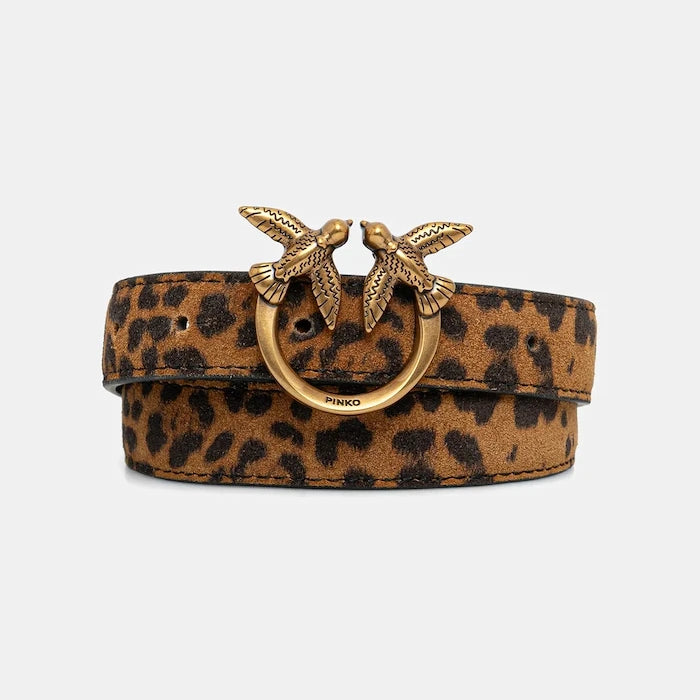 Велурен колан Pinko Leopard print