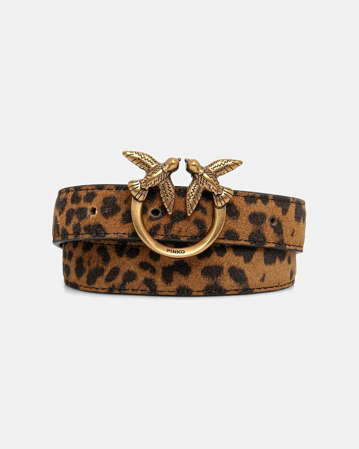 Pinko Leopar Desenli Kadife Kemer