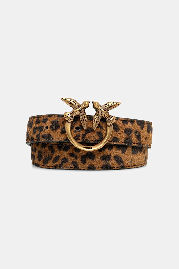 Pinko Leopar Desenli Kadife Kemer