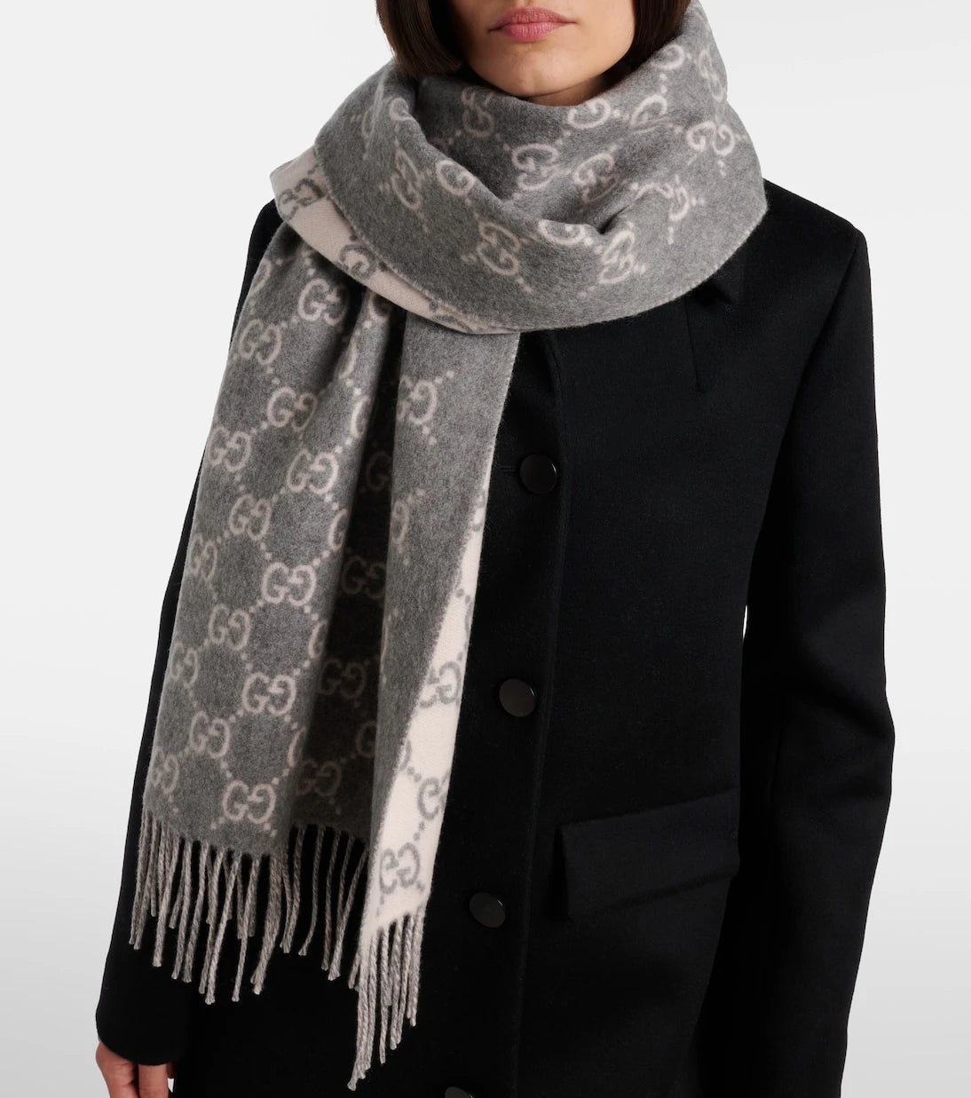 Gucci - GG fringed cashmere scarf