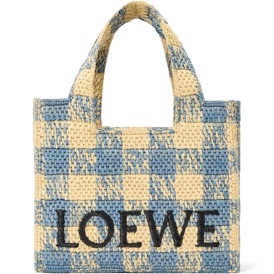 LOEWE Beige x Paula's Ibiza Small Gingham Font Tote Bag