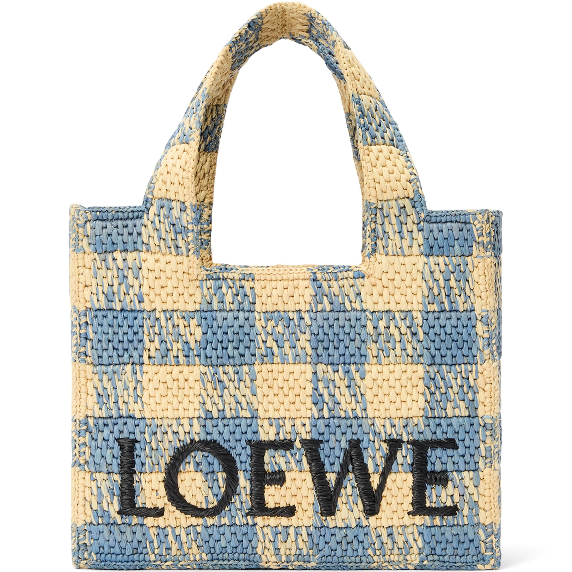 LOEWE Beige x Paula's Ibiza Small Gingham Font Tote Bag