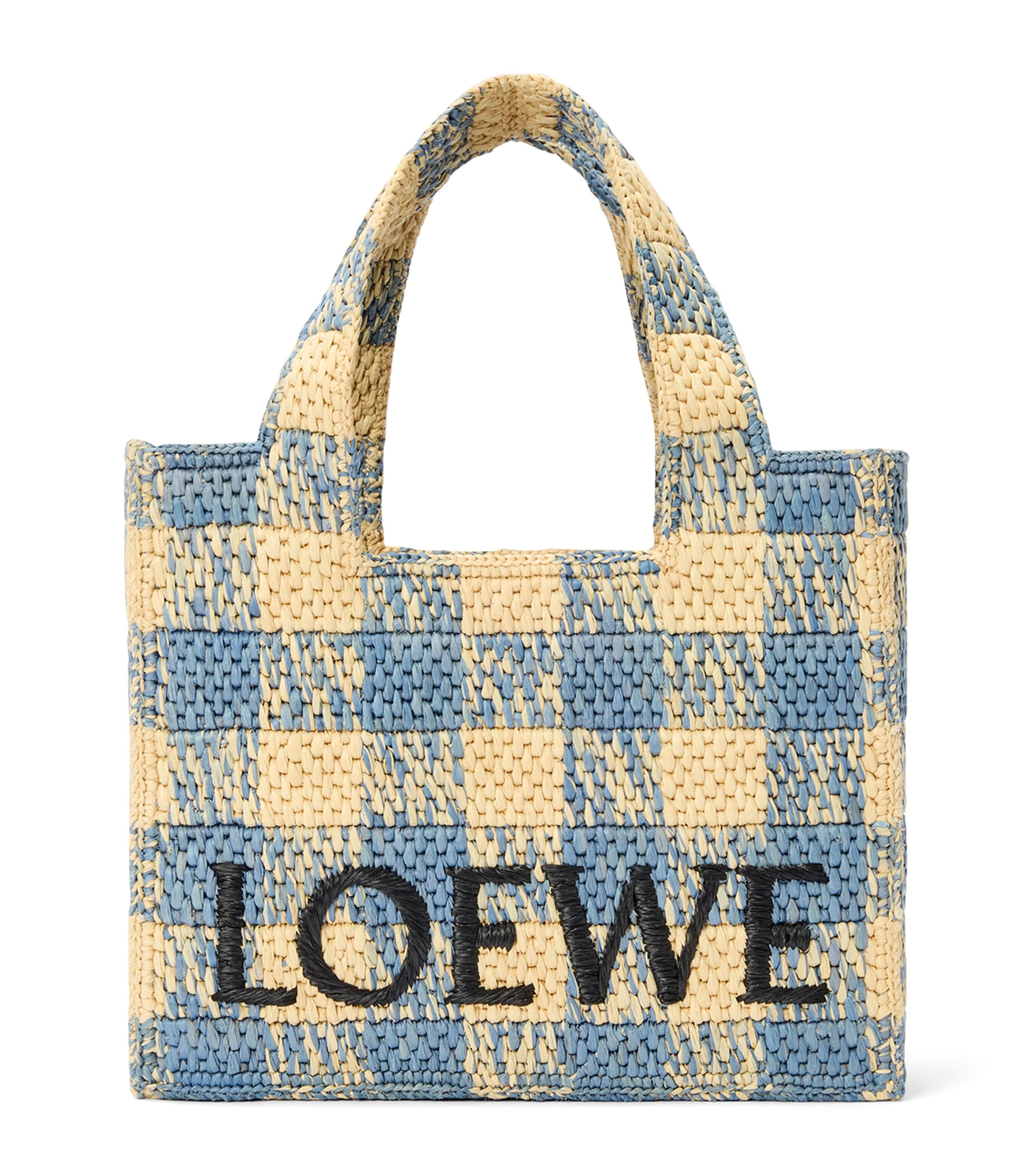 LOEWE Beige x Paula's Ibiza Small Gingham Font Tote Bag