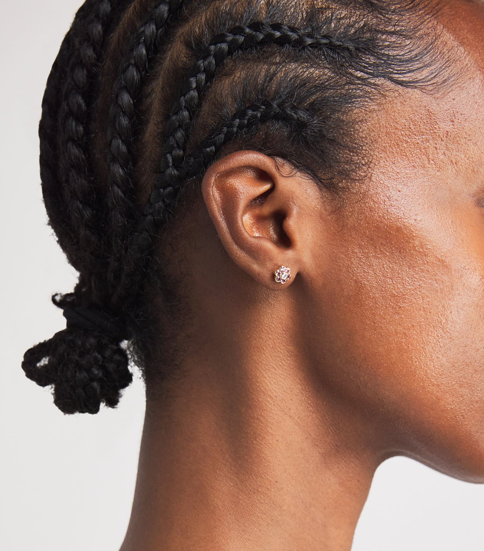 Small Rose Gold, Diamond and Sapphire Flora Stud Earrings