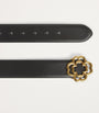 Leather Clover Buckle Belt BLACK