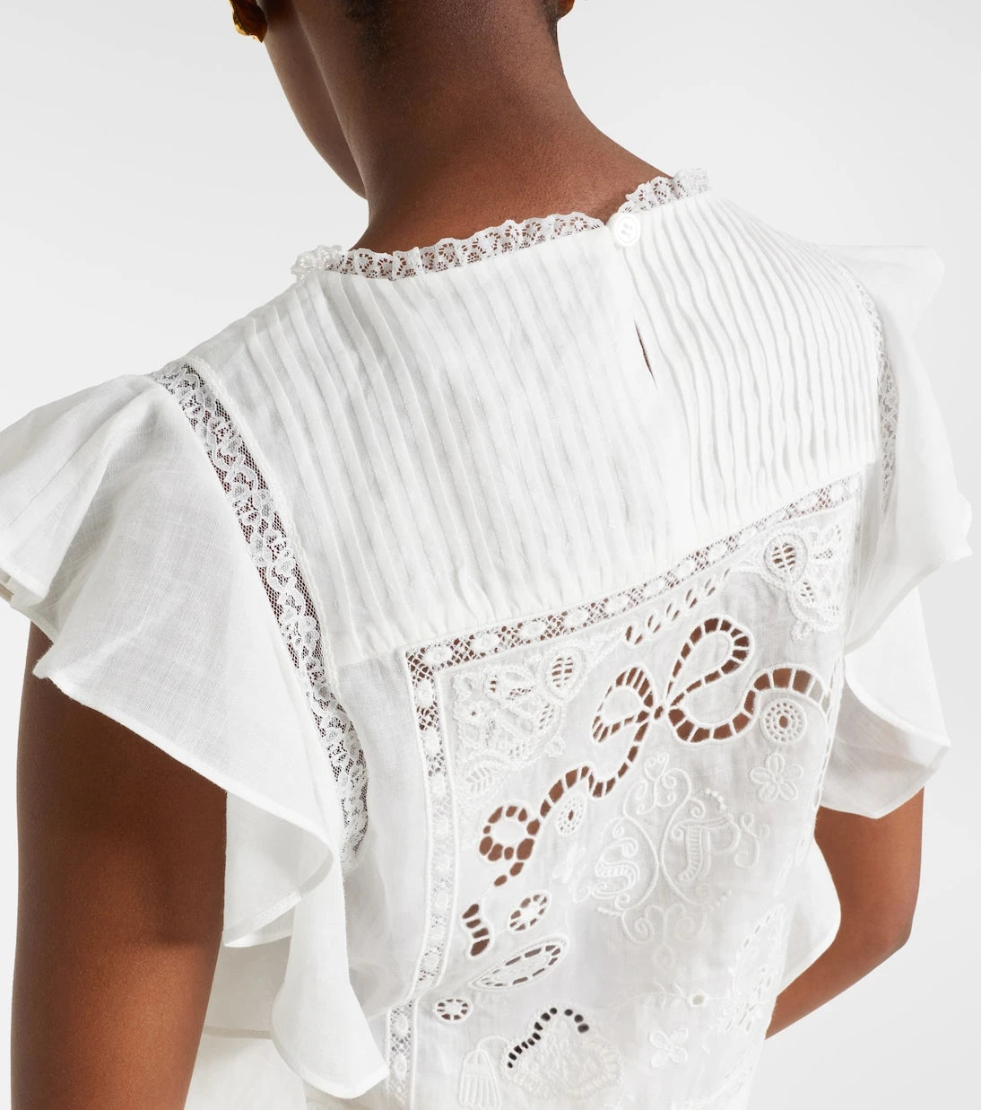 Self-Portrait - Embroidered ruffled top