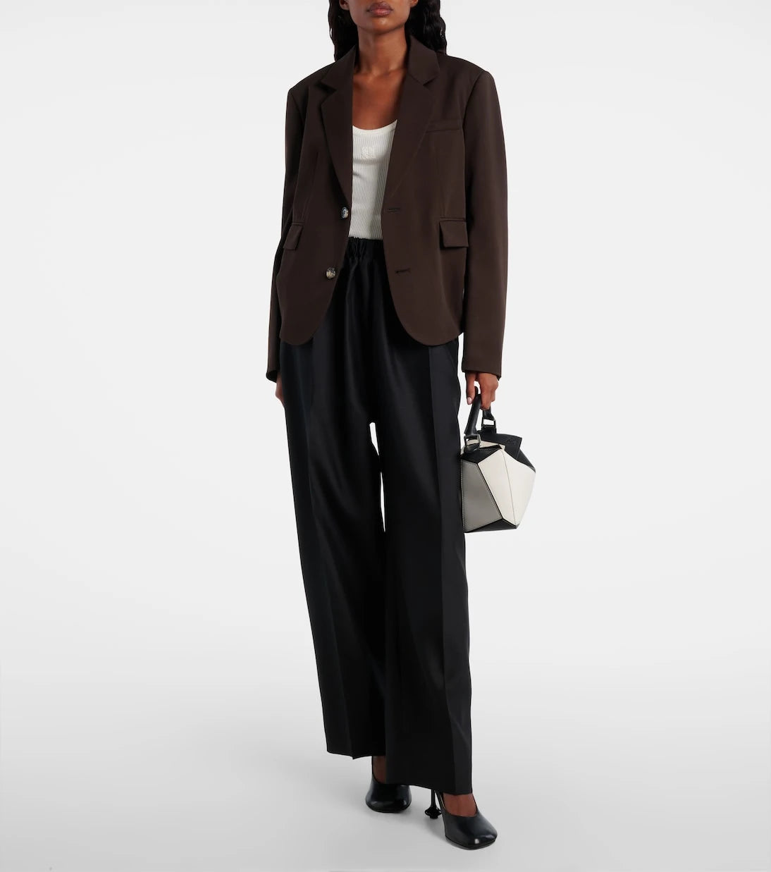 Loewe - Gathered wool and silk wide-leg pants