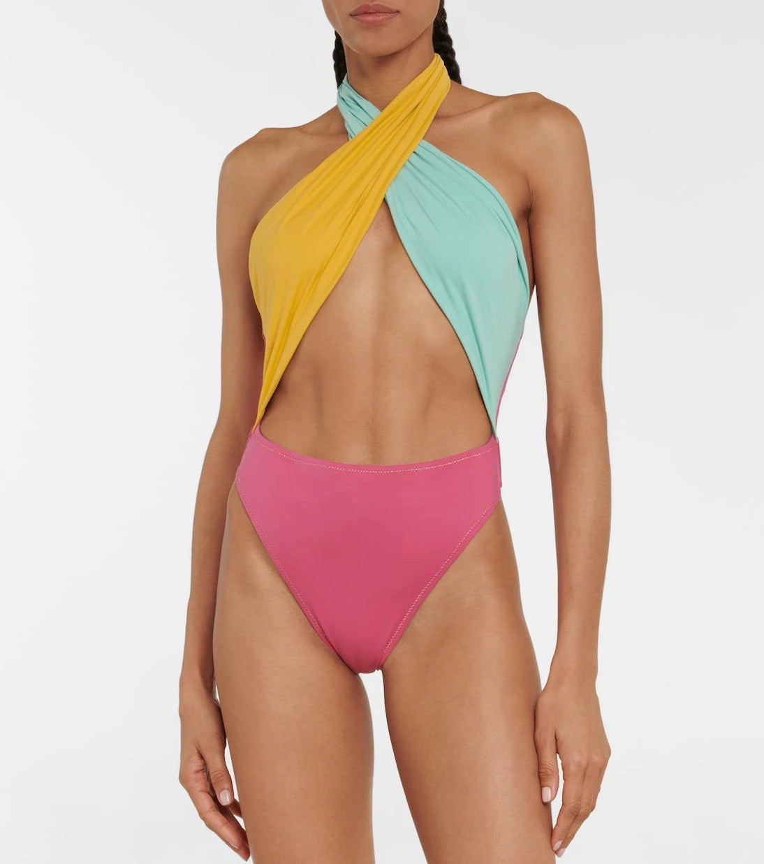 Reina Olga - Colorblocked cutout swimsuit