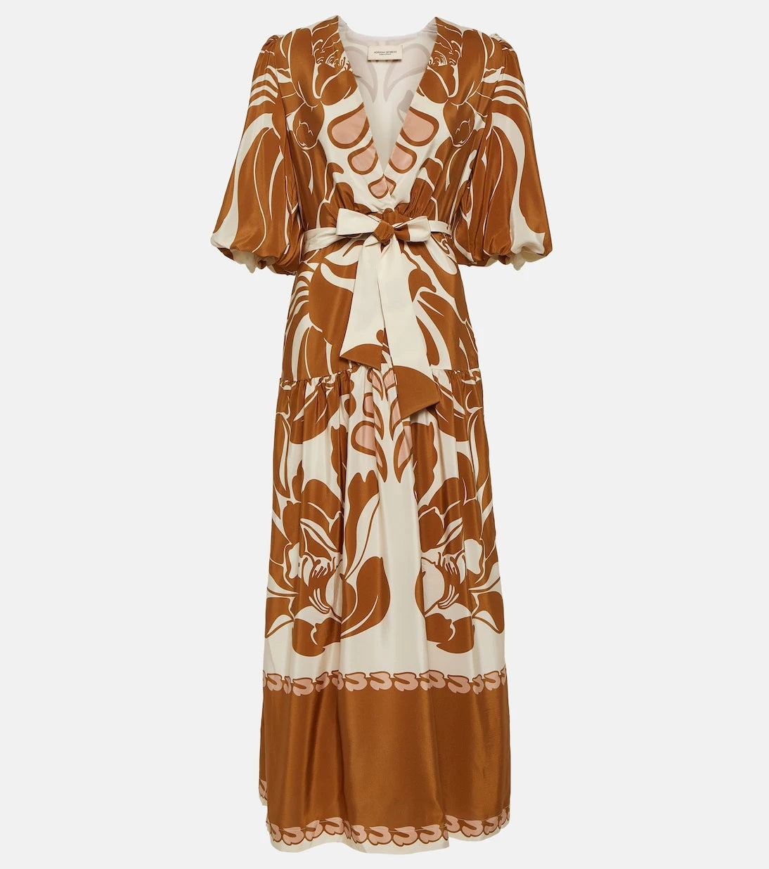 Adriana Degreas - Printed puff-sleeve silk maxi dress