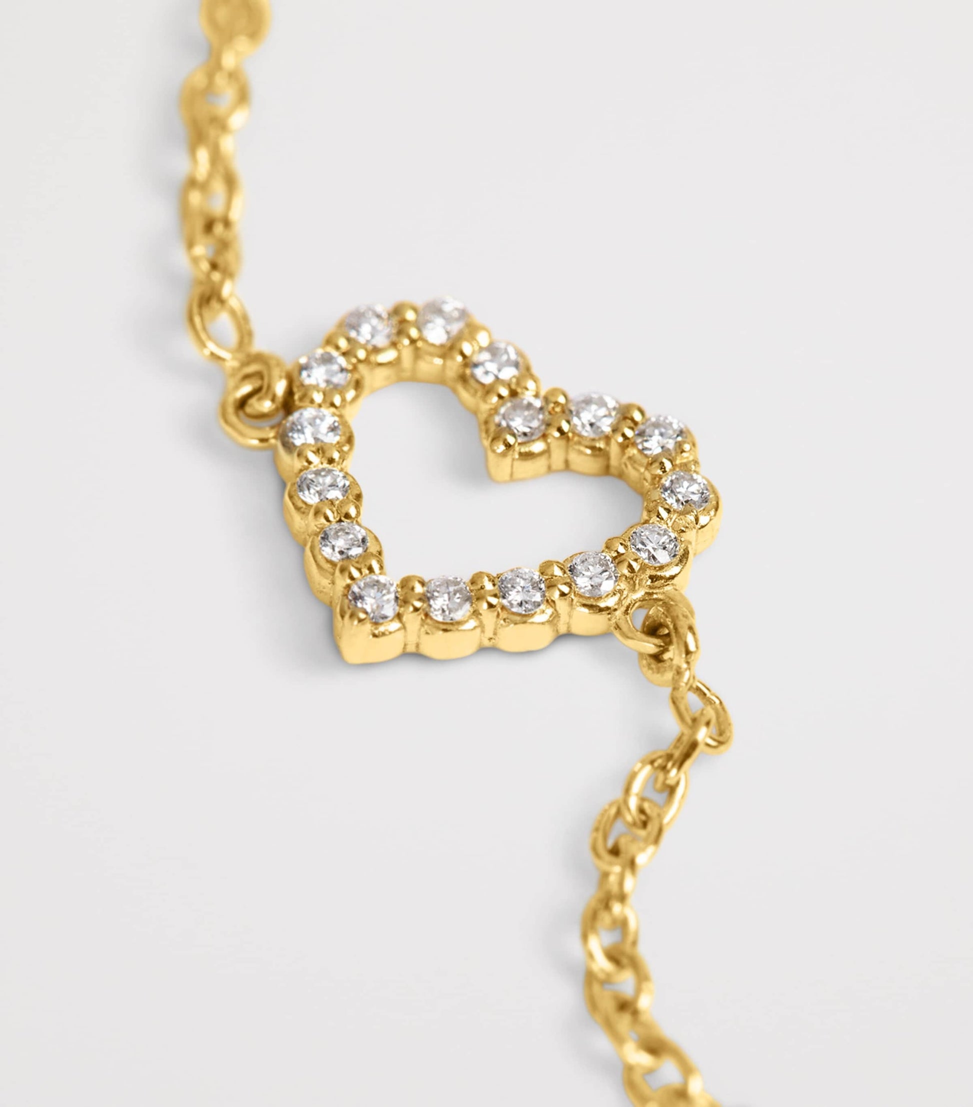 Yellow Gold and Diamond Open Heart Bracelet