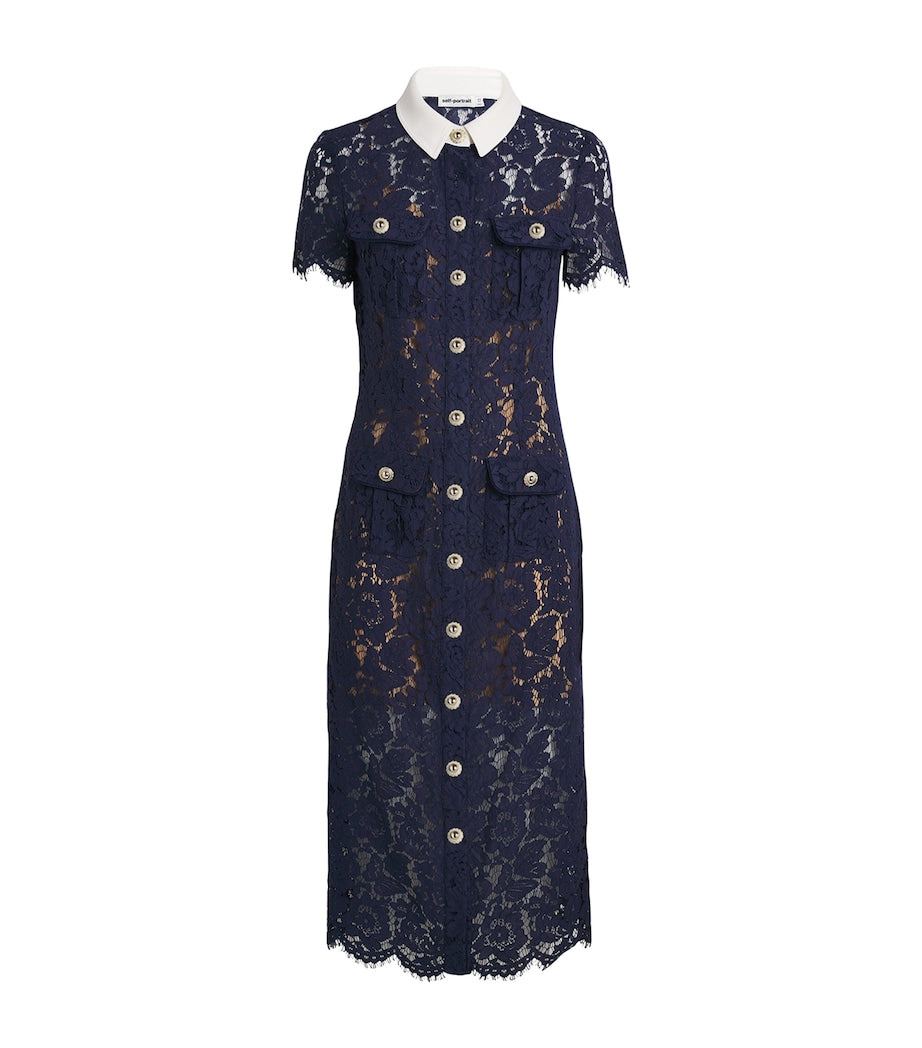 Self-Portrait Lace Collared Midi Dress