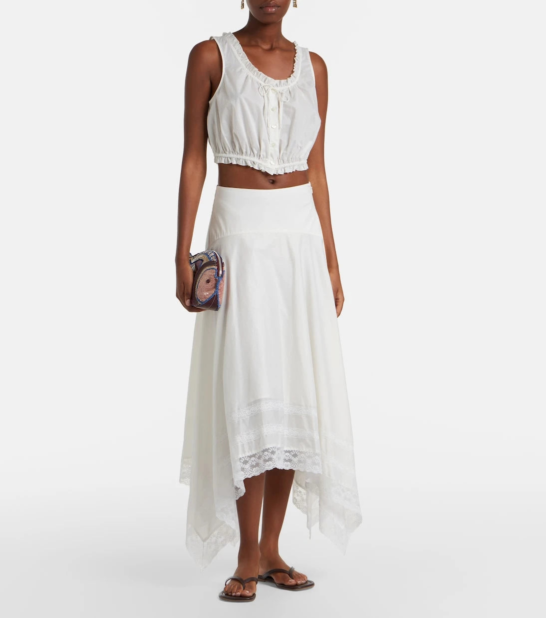 Staud - Sicilia lace-trimmed cotton voile top