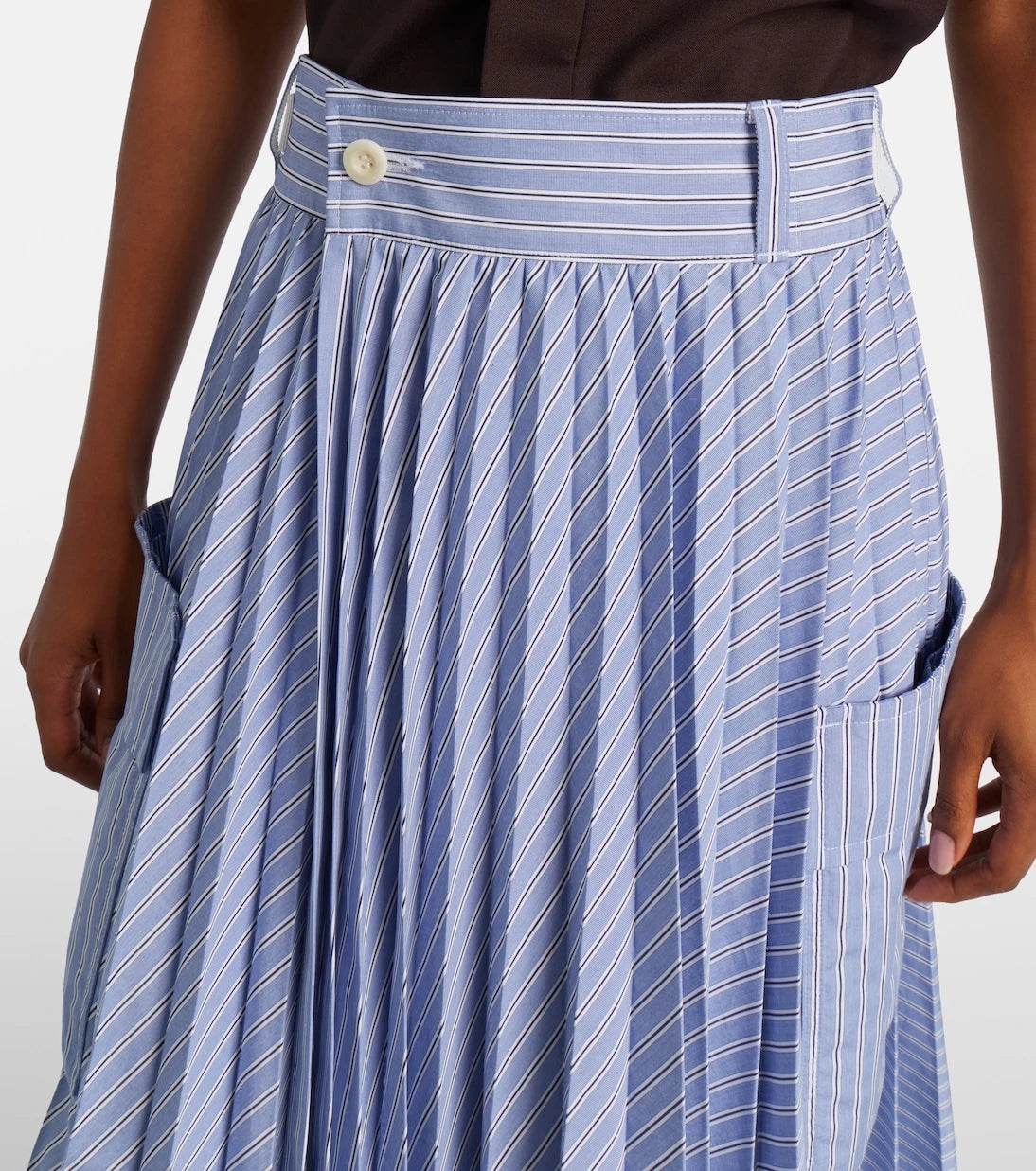 Sacai - Striped cotton-blend midi skirt