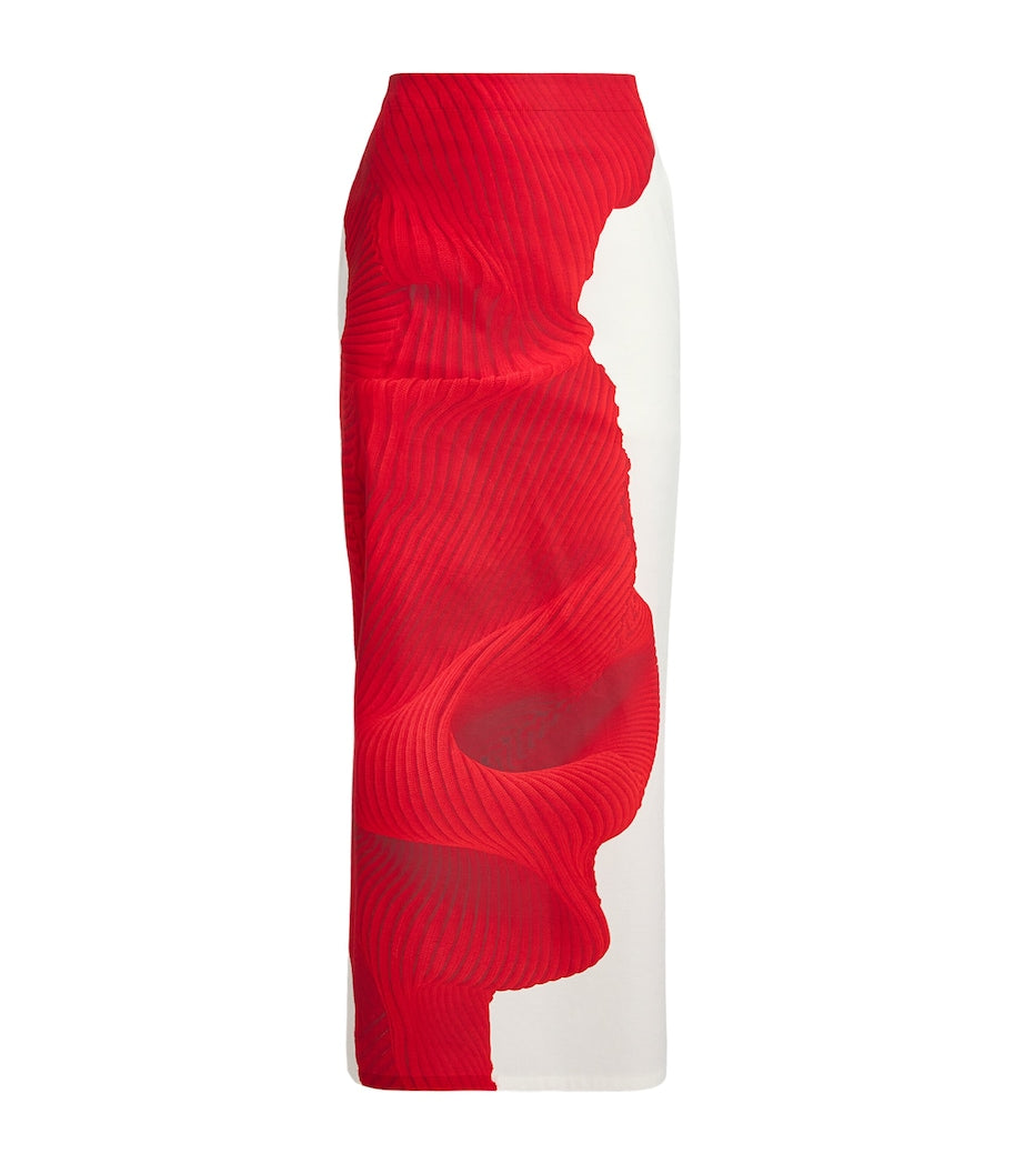 Red Cotton-Blend Knit As Represented Maxi Skirt