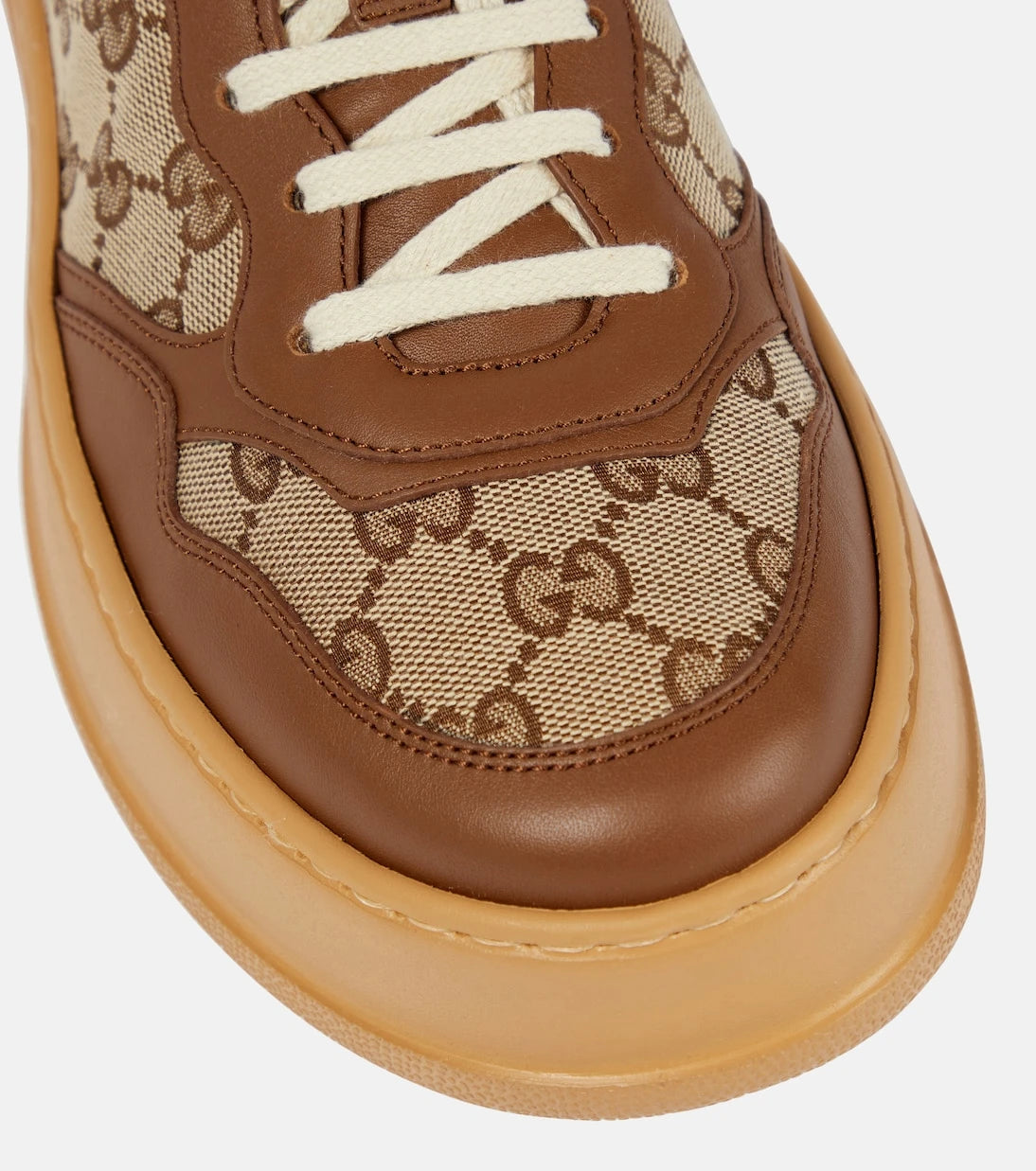 Gucci - GG Canvas leather-trimmed sneakers