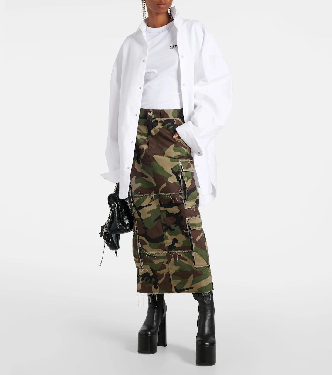 Vetements - Camouflage cotton cargo midi skirt