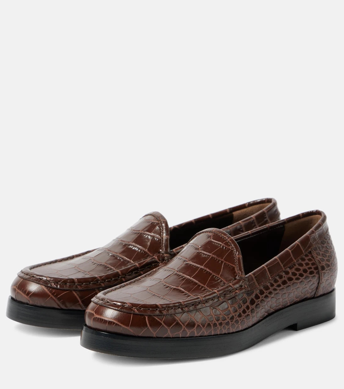Manolo Blahnik - Dinelio croc-effect leather loafers