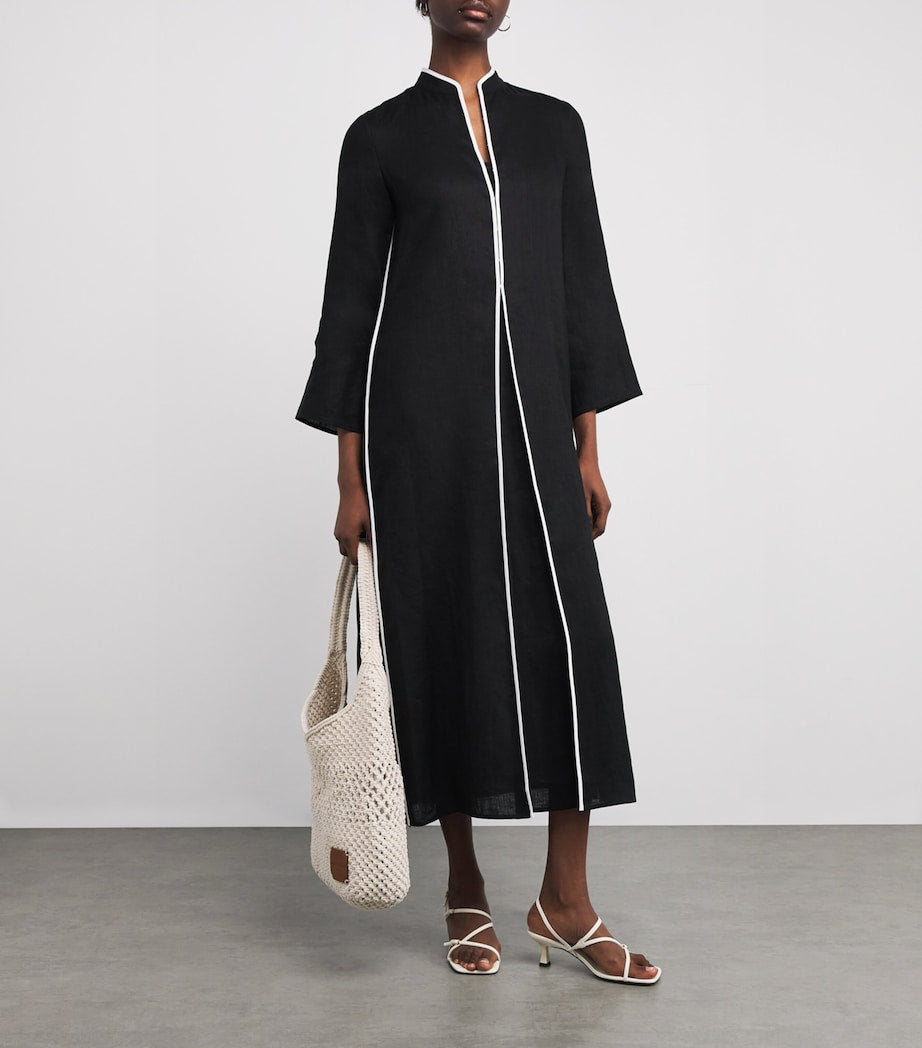 Tory Burch Multi Linen Silk-Trim Kaftan