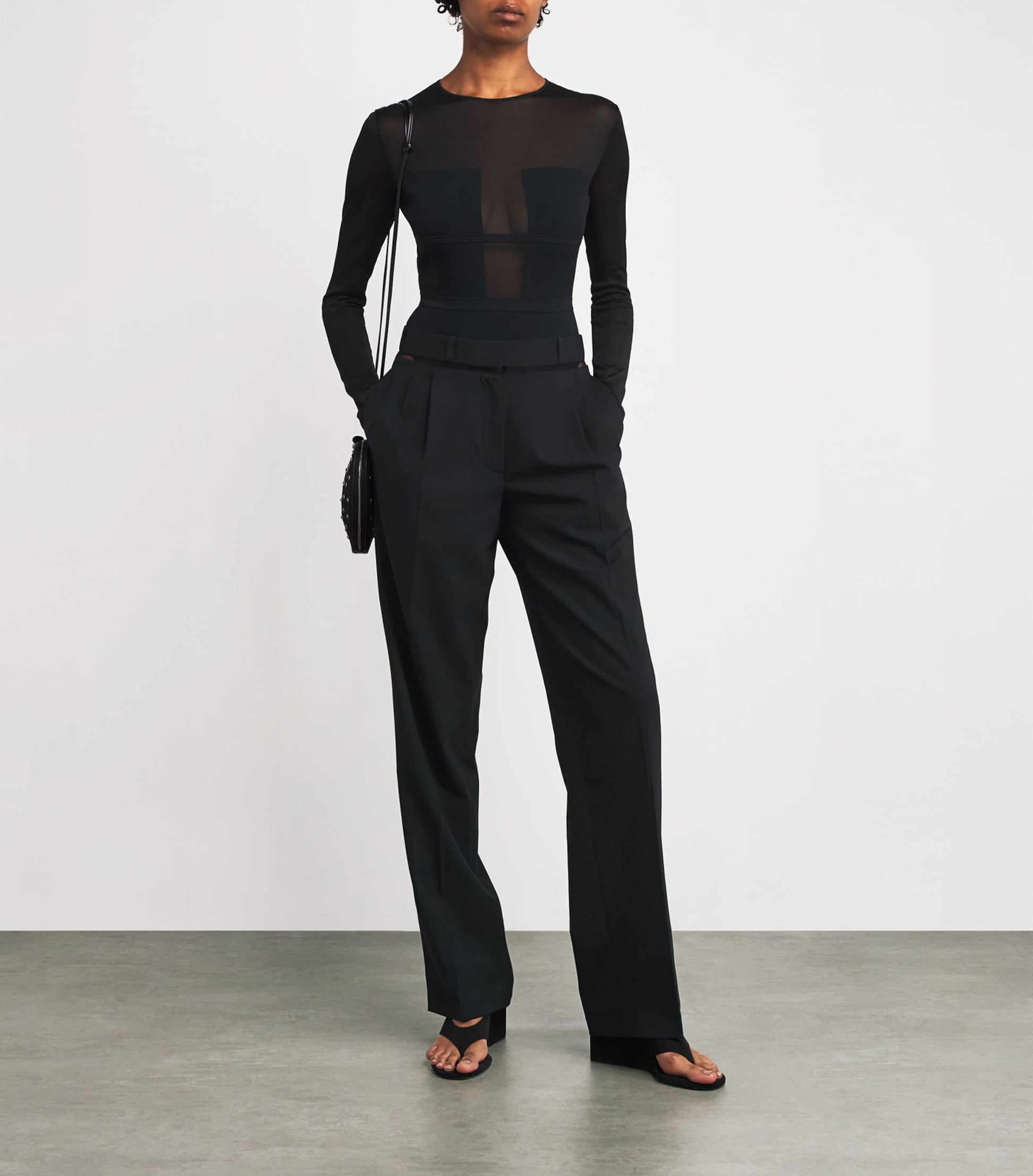 Nensi Dojaka Black Long-Sleeve Angular Bodysuit