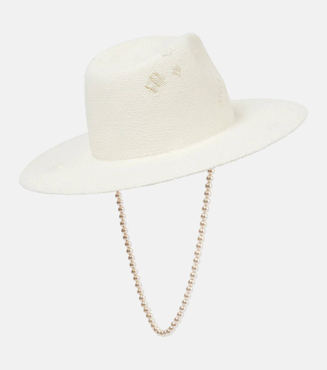 Ruslan Baginskiy - Faux pearl-embellished straw fedora