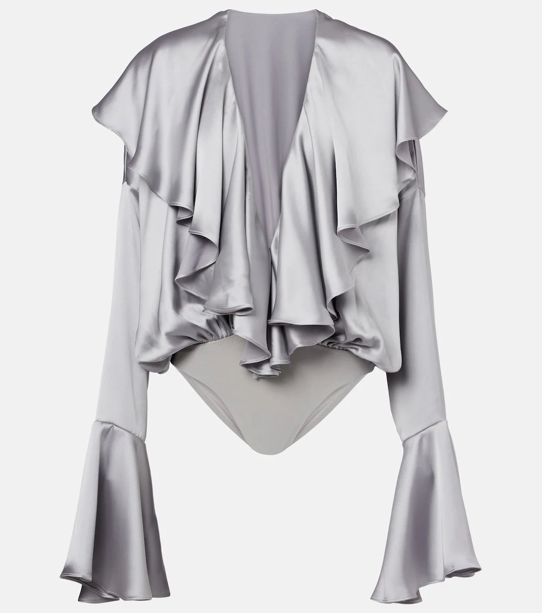 Norma Kamali - Ruffled satin bodysuit