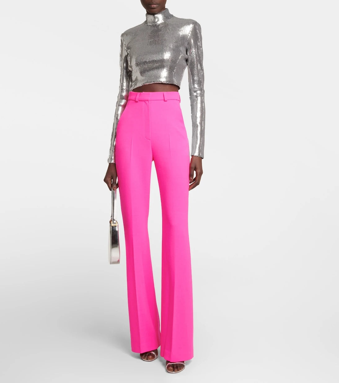 David Koma - High-rise flared wool-blend pants