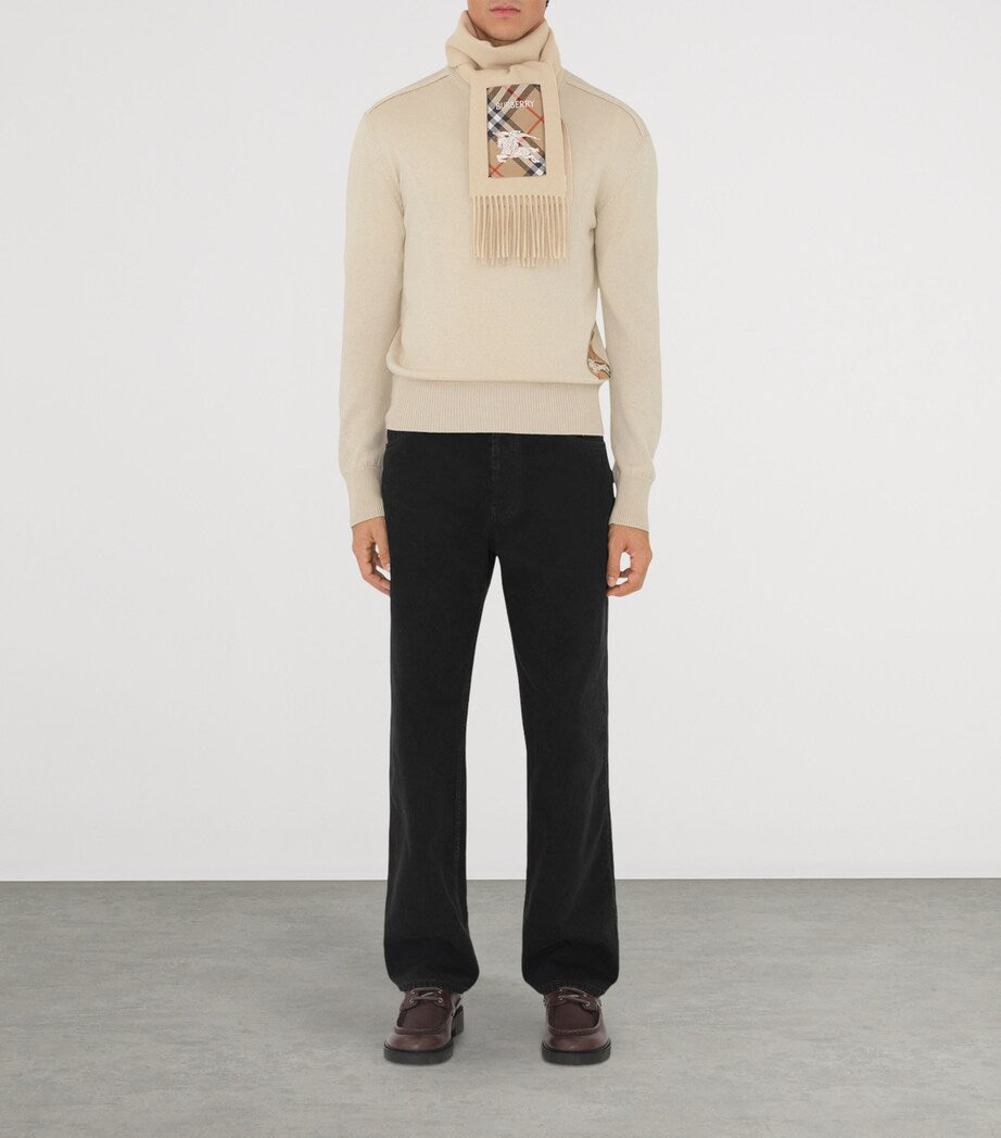 Burberry Beige Cashmere Check Patch Scarf