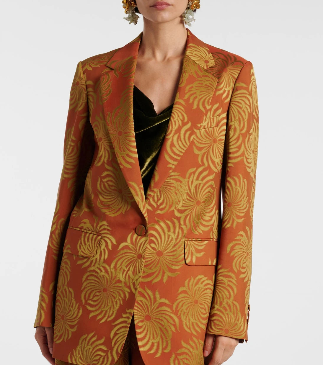 Dries Van Noten - سترة بليزر جاكار مزهرة