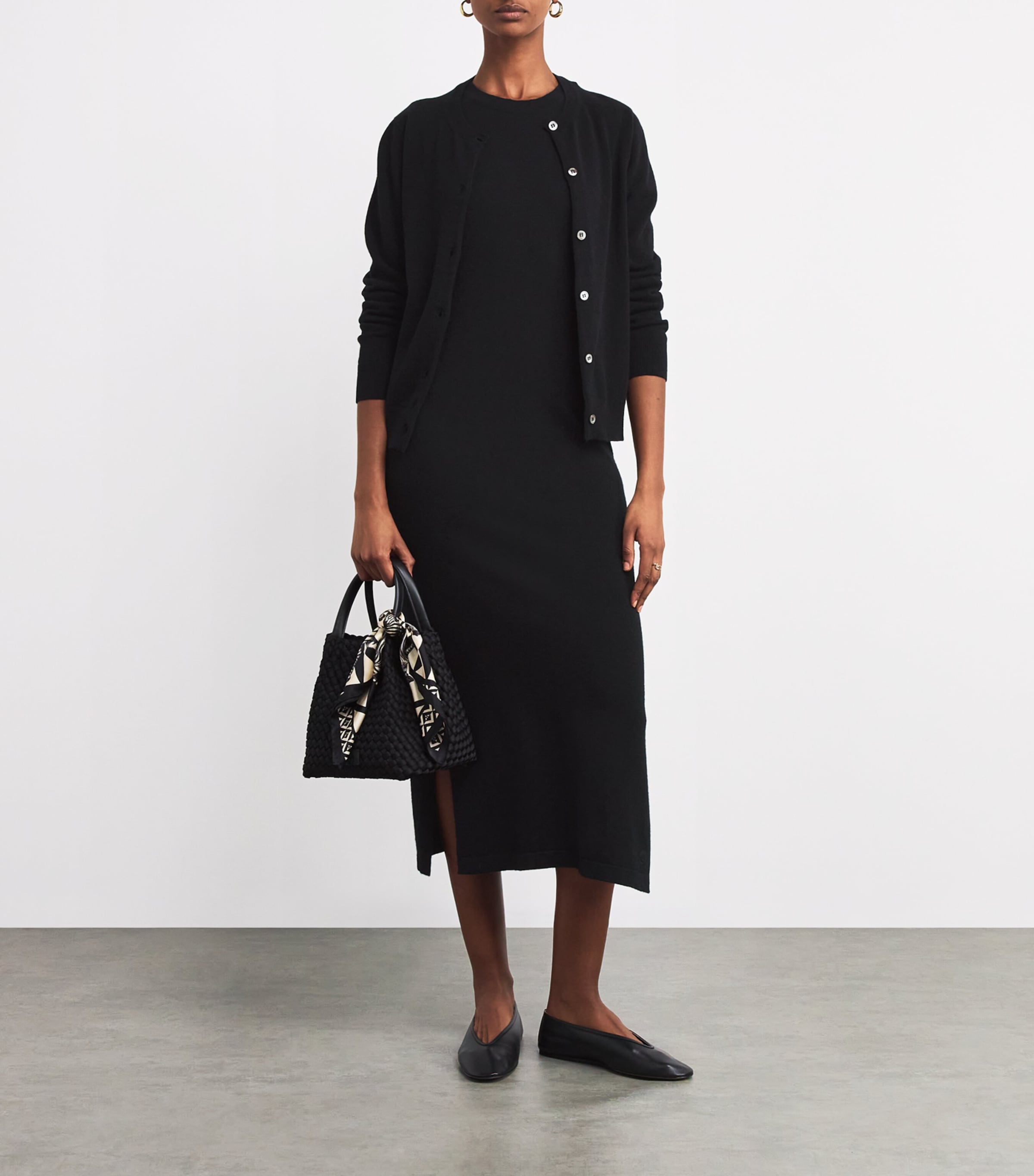 Cashmere Sleeveless Midi Dress BLACK