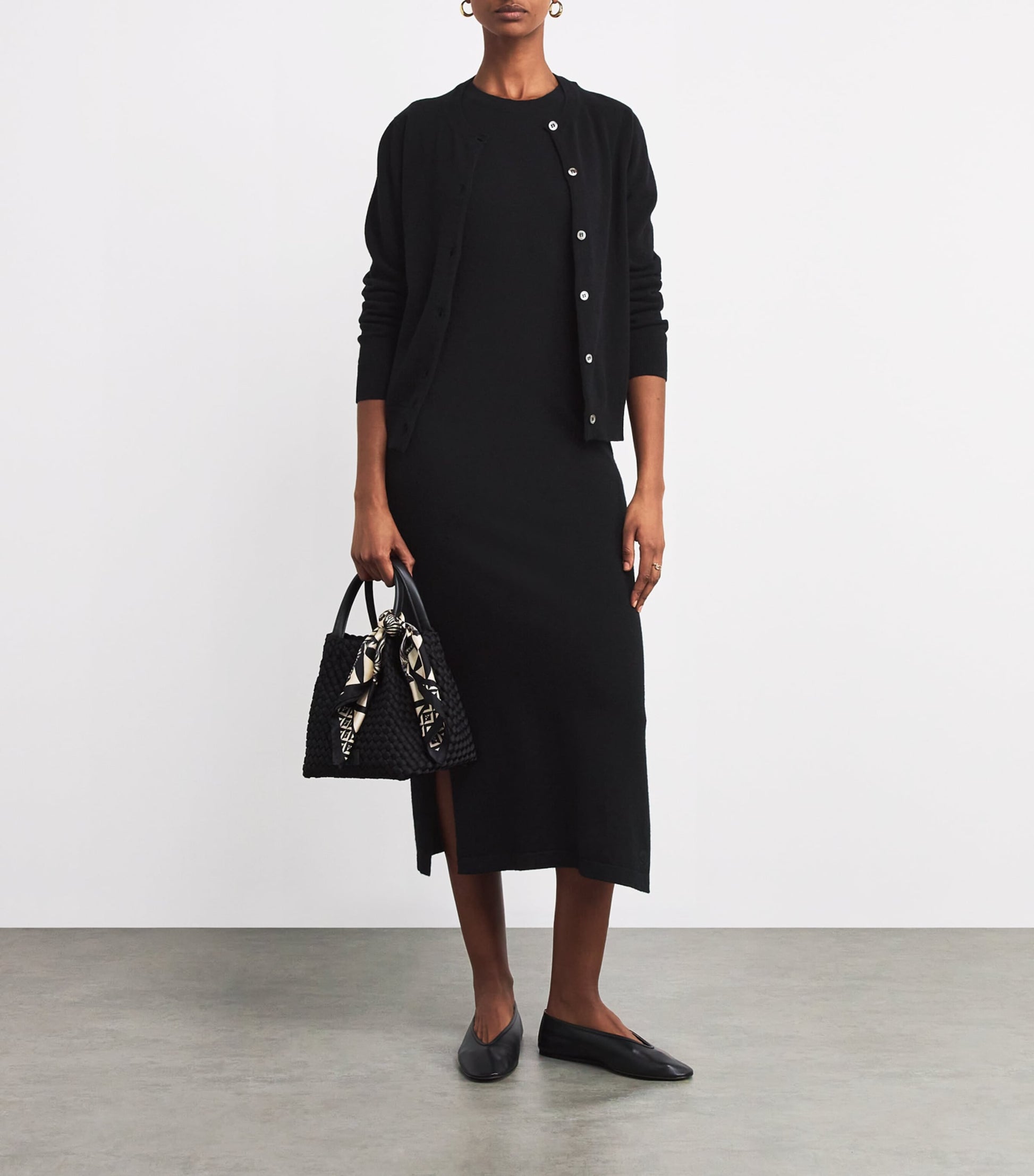 Black Cashmere Sleeveless Midi Dress