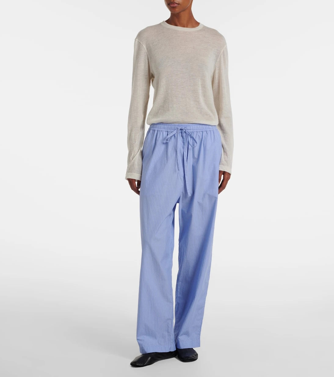 The Row - Orien striped cotton wide-leg pants