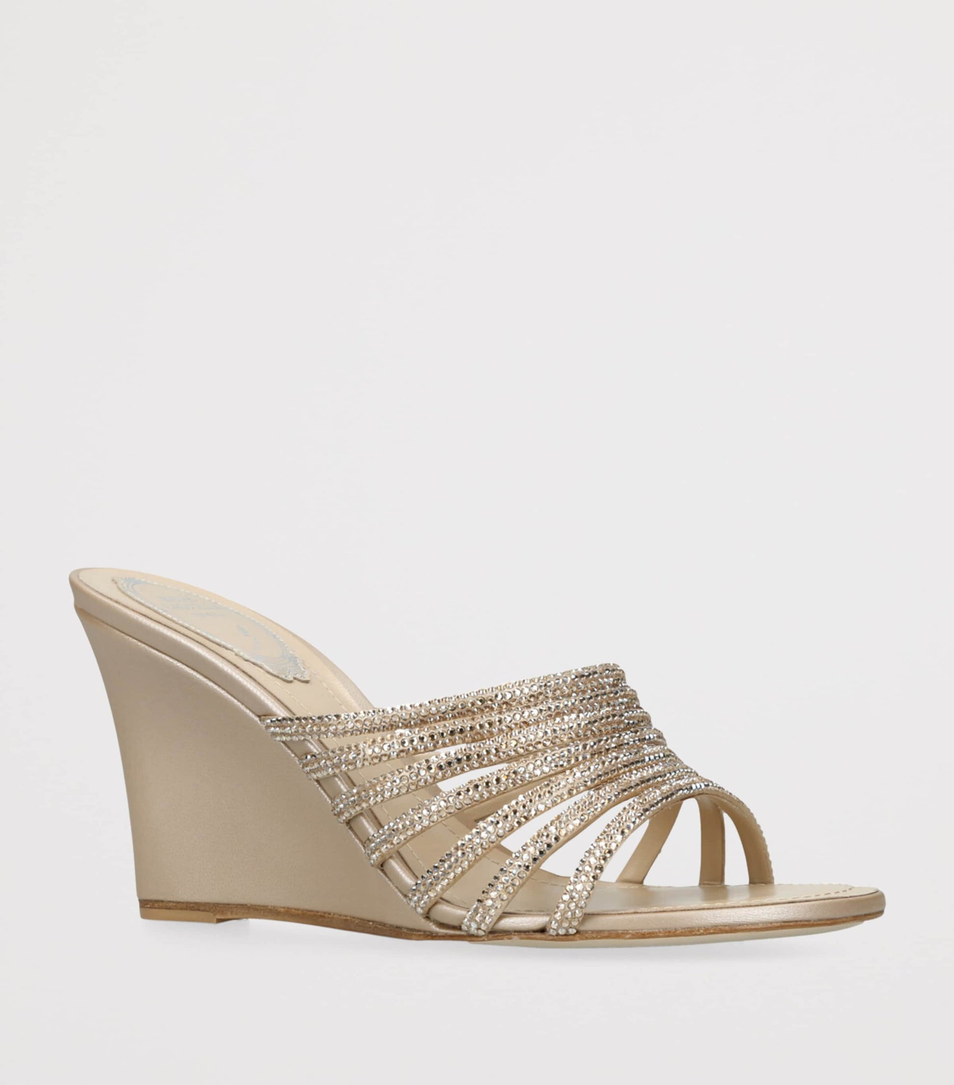 Gold Satin Strappy Wedges 80