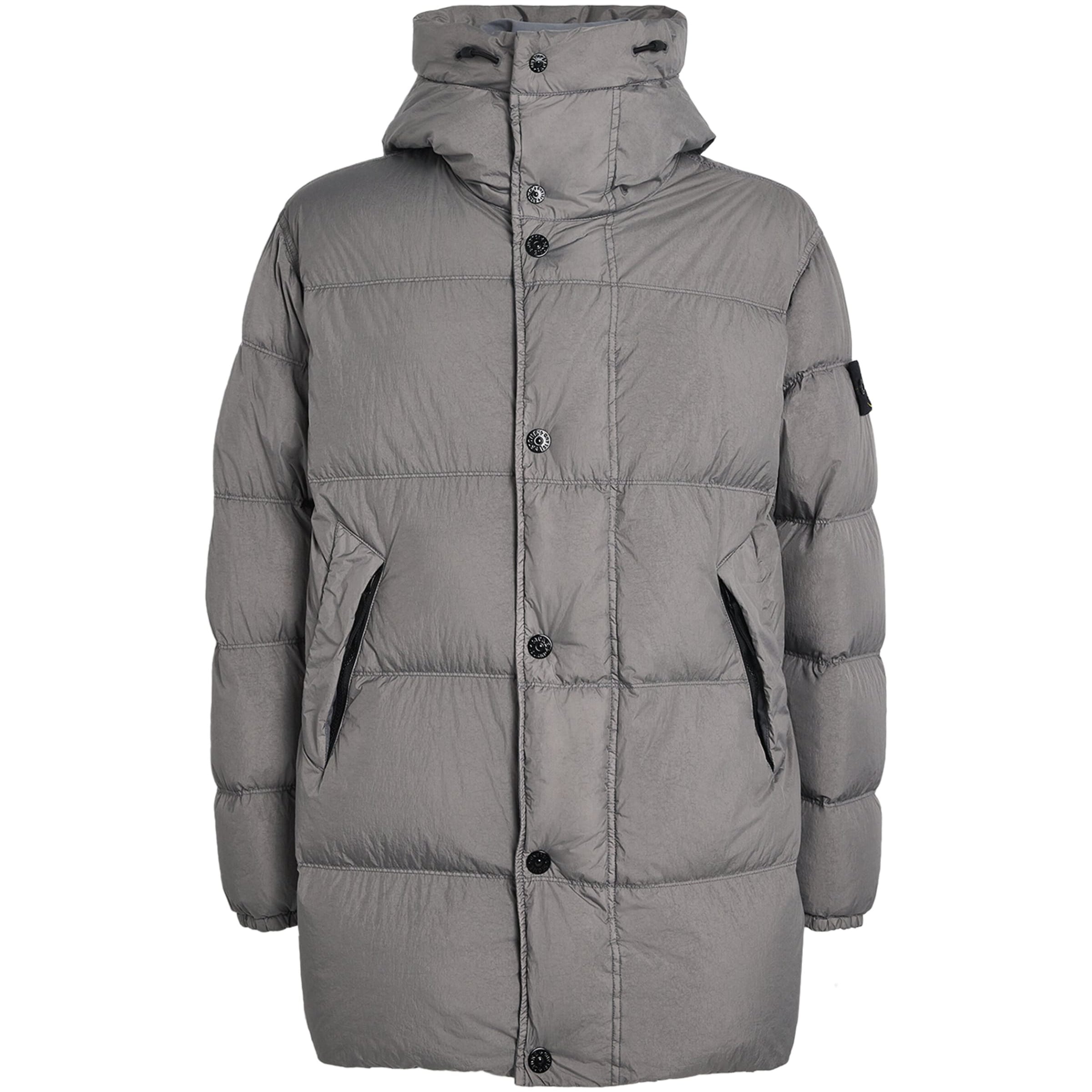 Grey Nylon Crinkle Reps Down Parka