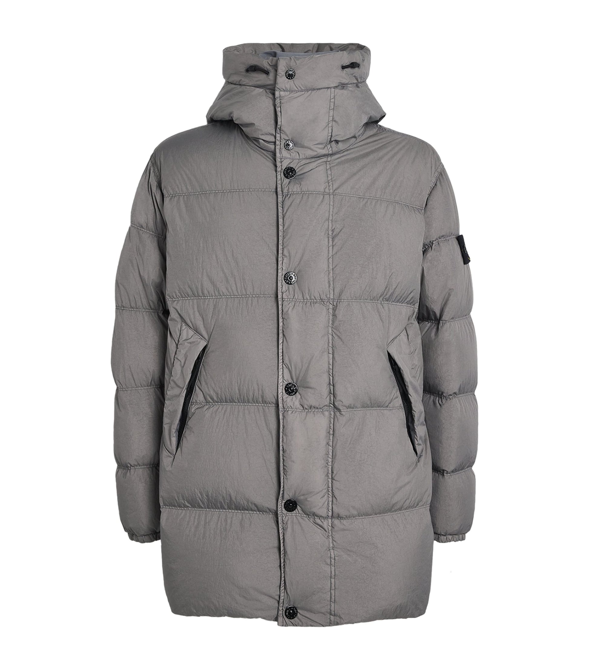 Grey Nylon Crinkle Reps Down Parka